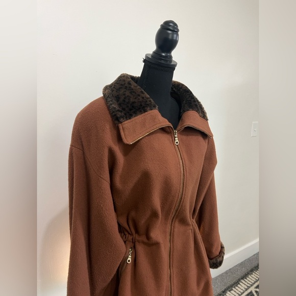 Metropolitan Jackets & Blazers - Vintage Wool Women's Jacket with Faux Leopard Fur Trim